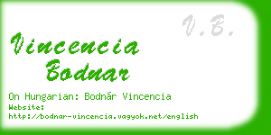 vincencia bodnar business card